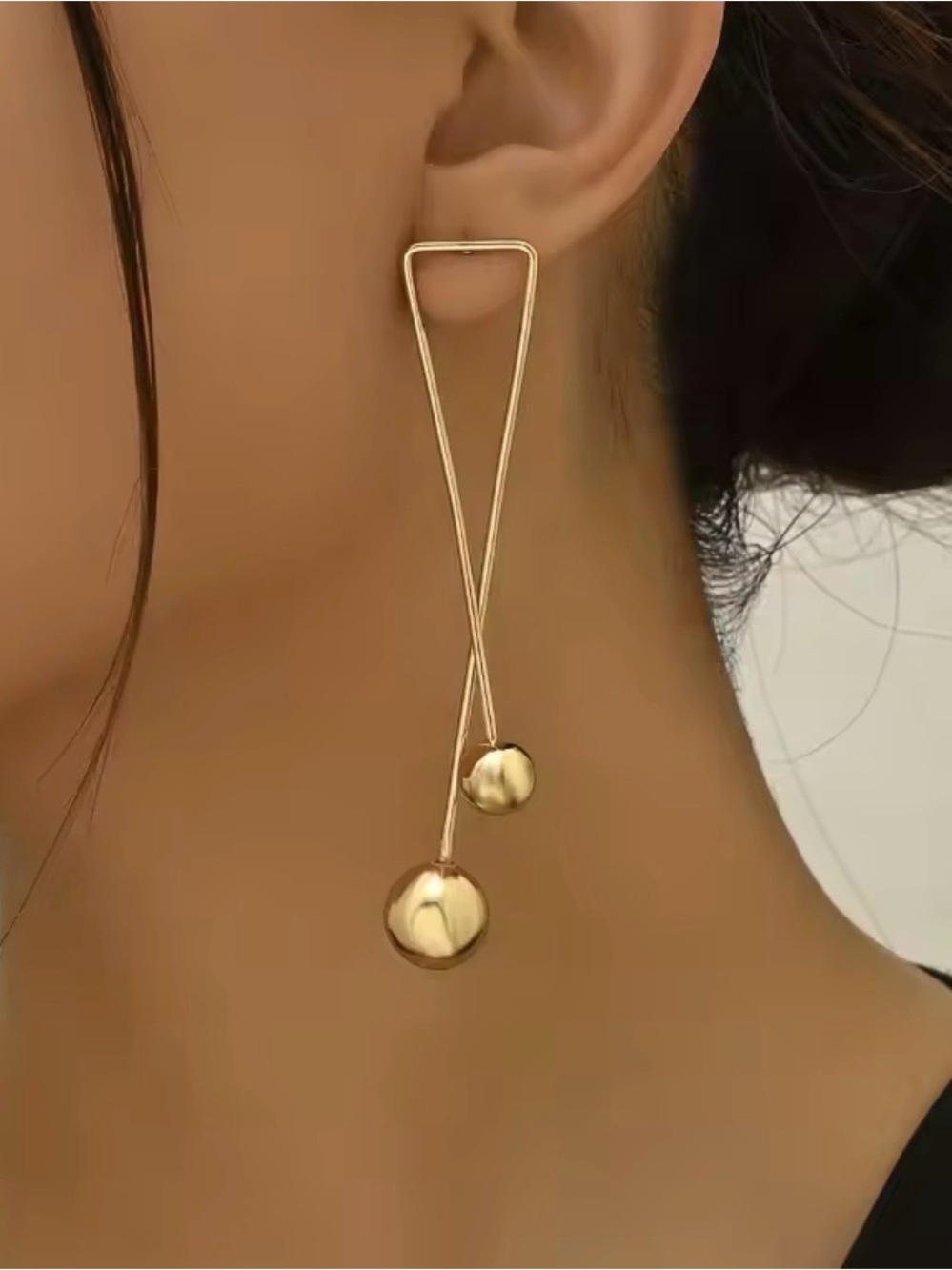 Elegant Gold Drop Ball Dangle Earrings - Women Jewelry